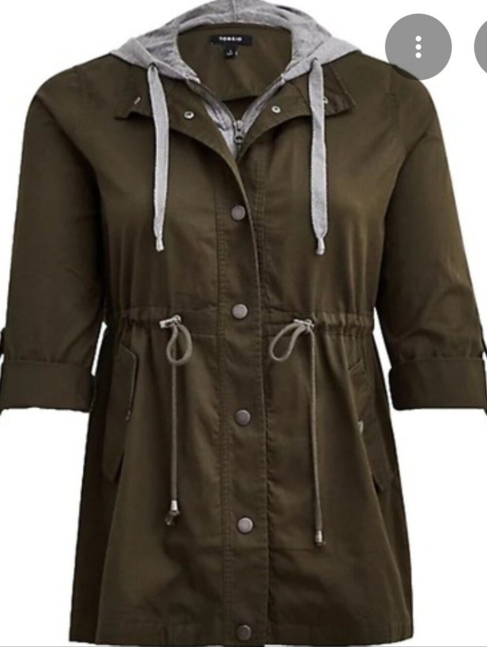 Torrid Womenโs Hooded Anorak Jacket in Olive Green